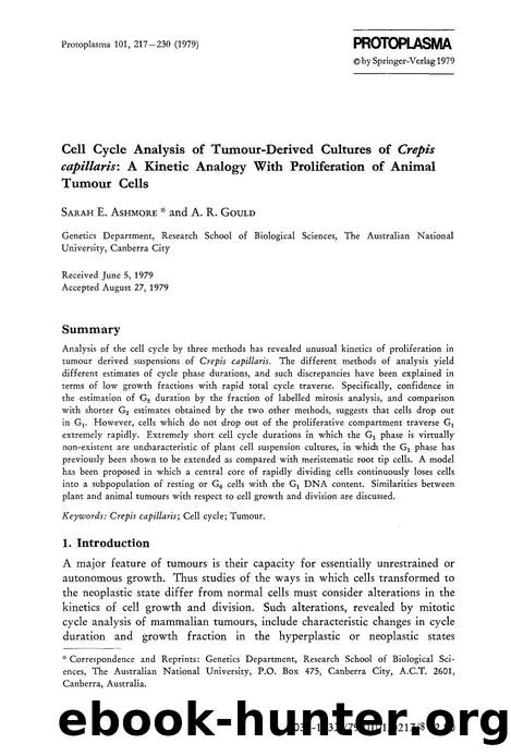 Cell cycle analysis of tumour-derived cultures of <Emphasis Type="Italic">Crepis capillaris <Emphasis>: A kinetic analogy with proliferation of animal tumour cells by Unknown