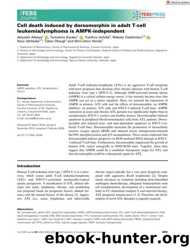 Cell death induced by dorsomorphin in adult Tâcell leukemialymphoma is AMPKâindependent by Unknown