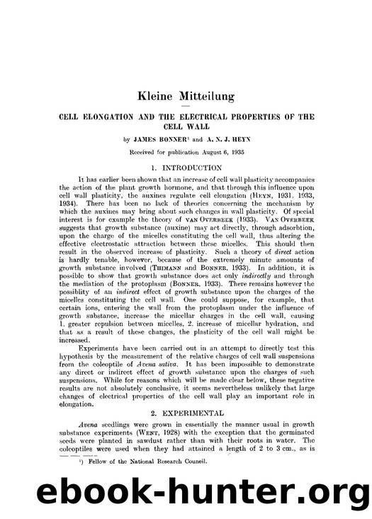 Cell elongation and the electrical properties of the cell wall by Unknown