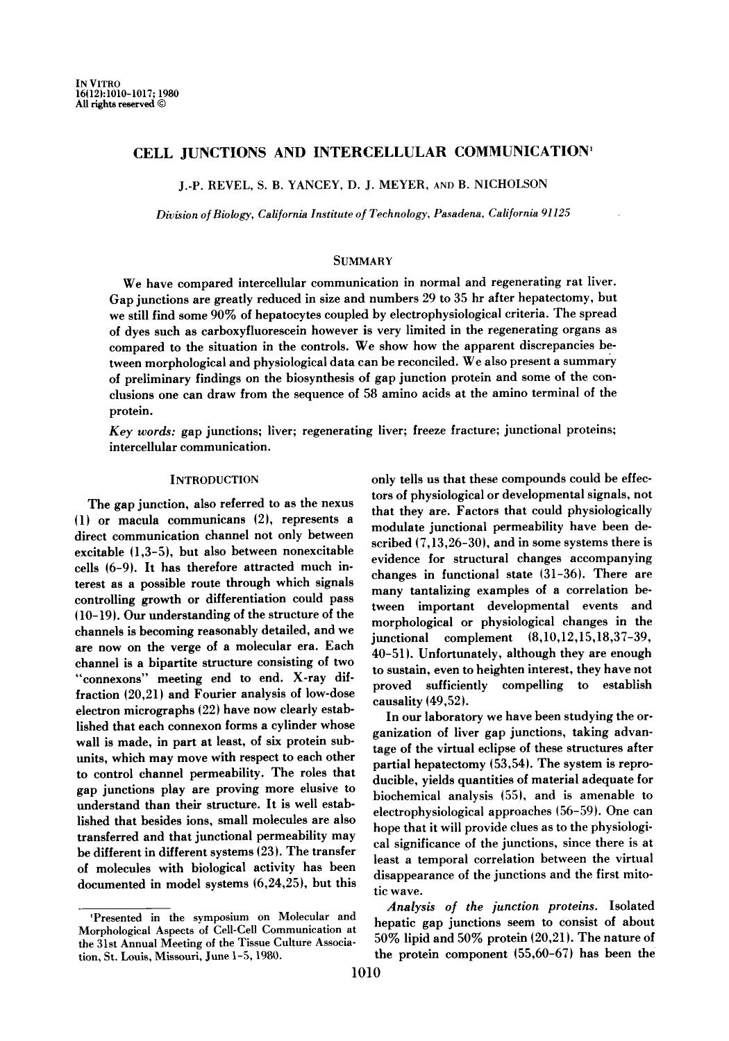 Cell junctions and intercellular communication by Unknown