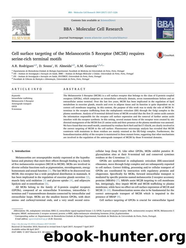 Cell surface targeting of the Melanocortin 5 Receptor (MC5R) requires serine-rich terminal motifs by A.R. Rodrigues & D. Sousa & H. Almeida & A.M. Gouveia