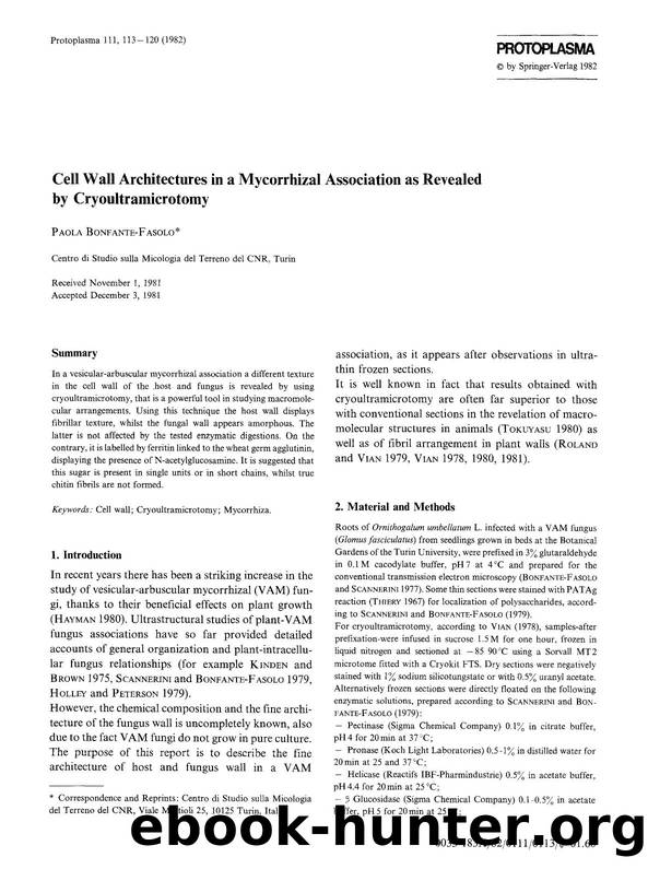 Cell wall architectures in a mycorrhizal association as revealed by cryoultramicrotomy by Unknown