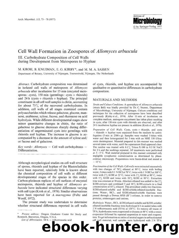Cell wall formation in zoospores of <Emphasis Type="Italic">Allomyces arbuscula<Emphasis> by Unknown