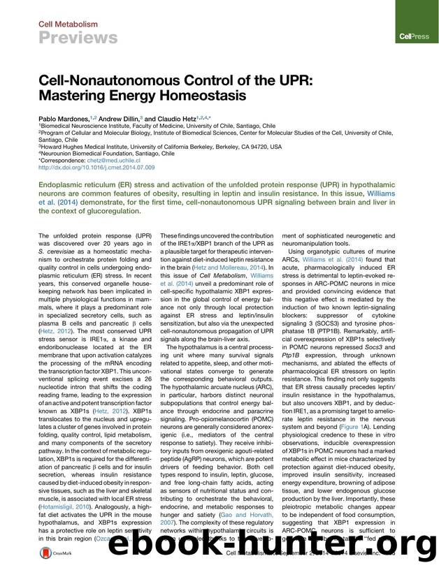 Cell-Nonautonomous Control of the UPR: Mastering Energy Homeostasis by Pablo Mardones & Andrew Dillin & Claudio Hetz