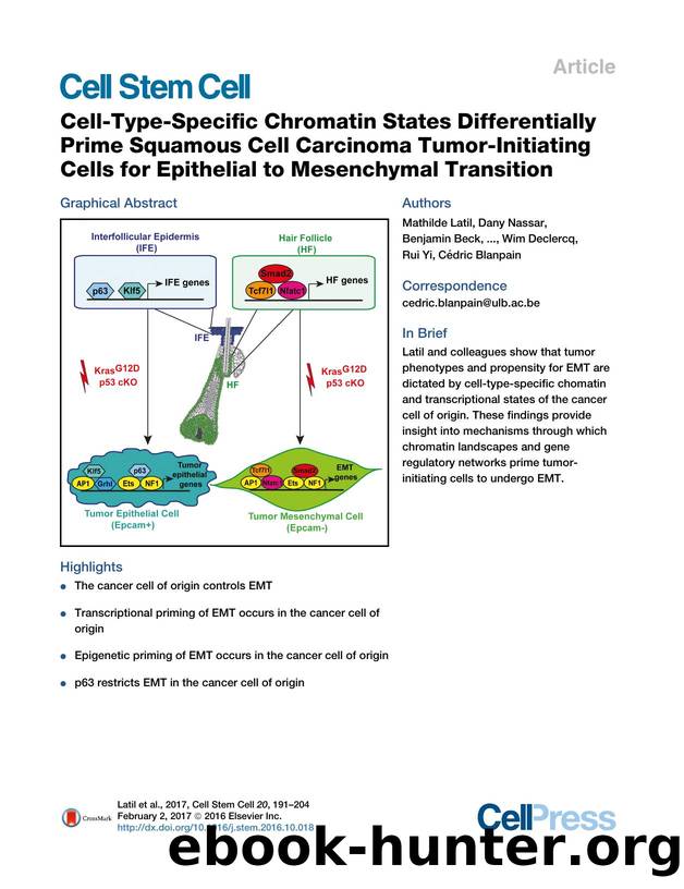 Cell-Type-Specific Chromatin States Differentially Prime Squamous Cell Carcinoma Tumor-Initiating Cells for Epithelial to Mesenchymal Transition by unknow