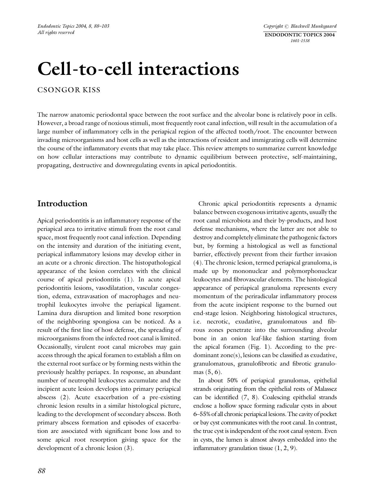 Cell-to-cell interactions by Unknown