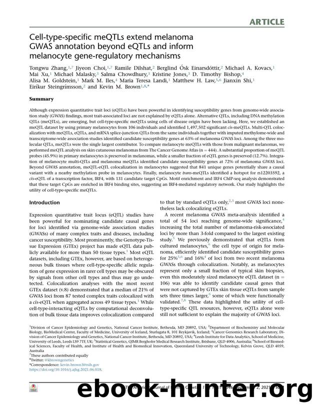 Cell-type-specific meQTLs extend melanoma GWAS annotation beyond eQTLs and inform melanocyte gene-regulatory mechanisms by unknow