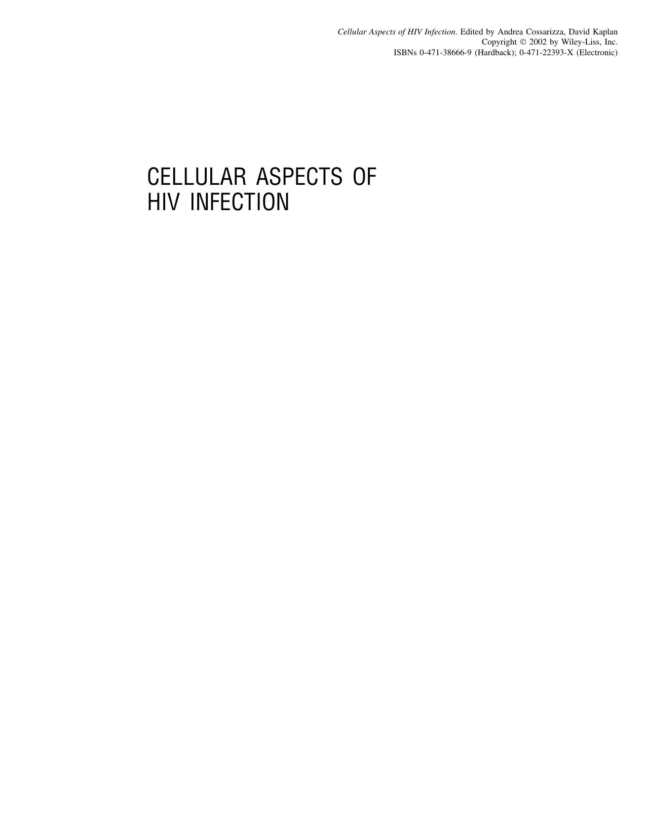 Cellular Aspects of HIV Infection by George A. Ed. Miller