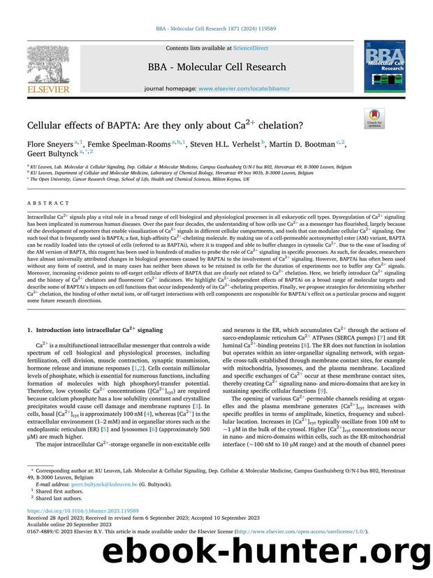 Cellular effects of BAPTA: Are they only about Ca2+ chelation? by Flore Sneyers & Femke Speelman-Rooms & Steven H.L. Verhelst & Martin D. Bootman & Geert Bultynck