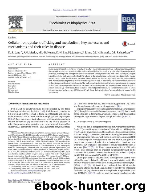 Cellular iron uptake, trafficking and metabolism: Key molecules and mechanisms and their roles in disease by unknow