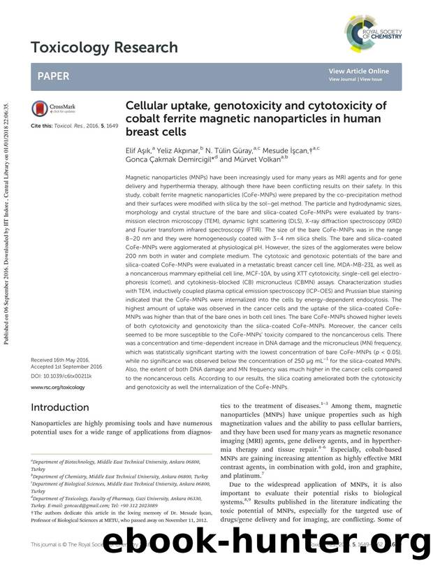 Cellular uptake, genotoxicity and cytotoxicity of cobalt ferrite magnetic nanoparticles in human breast cells by unknow