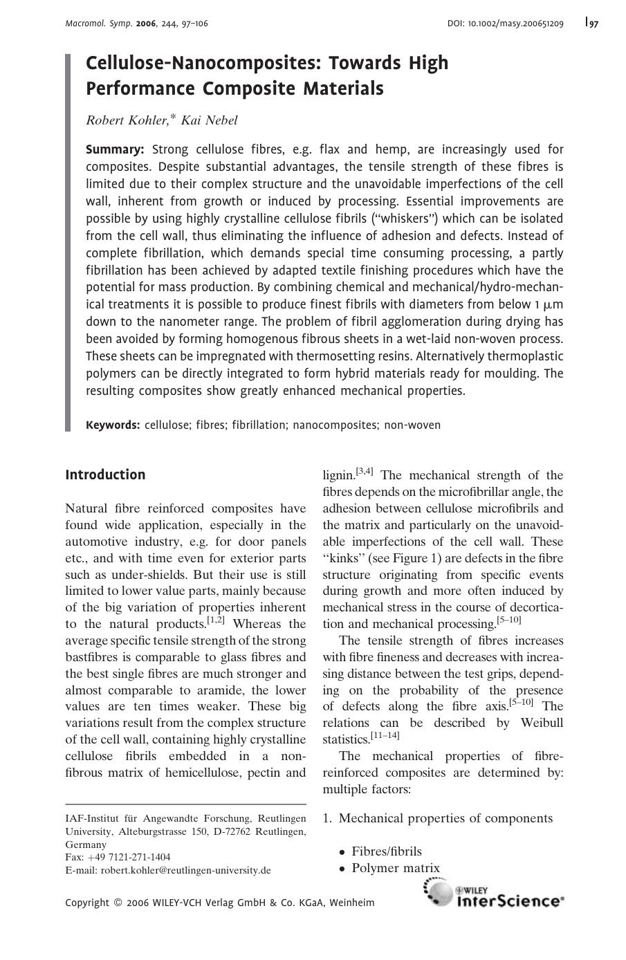 Cellulose-Nanocomposites: Towards High Performance Composite Materials by Unknown