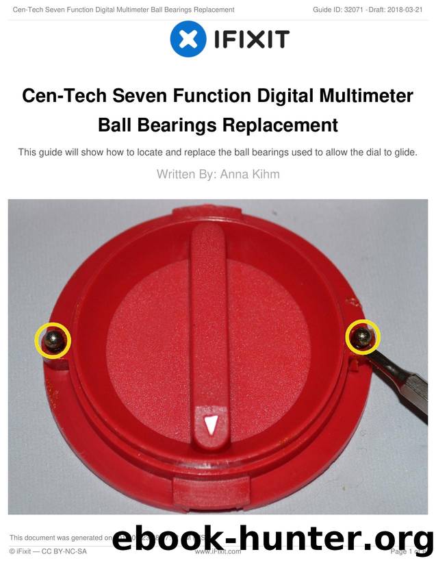 Cen-Tech Seven Function Digital Multimeter Ball Bearings Replacement by Unknown