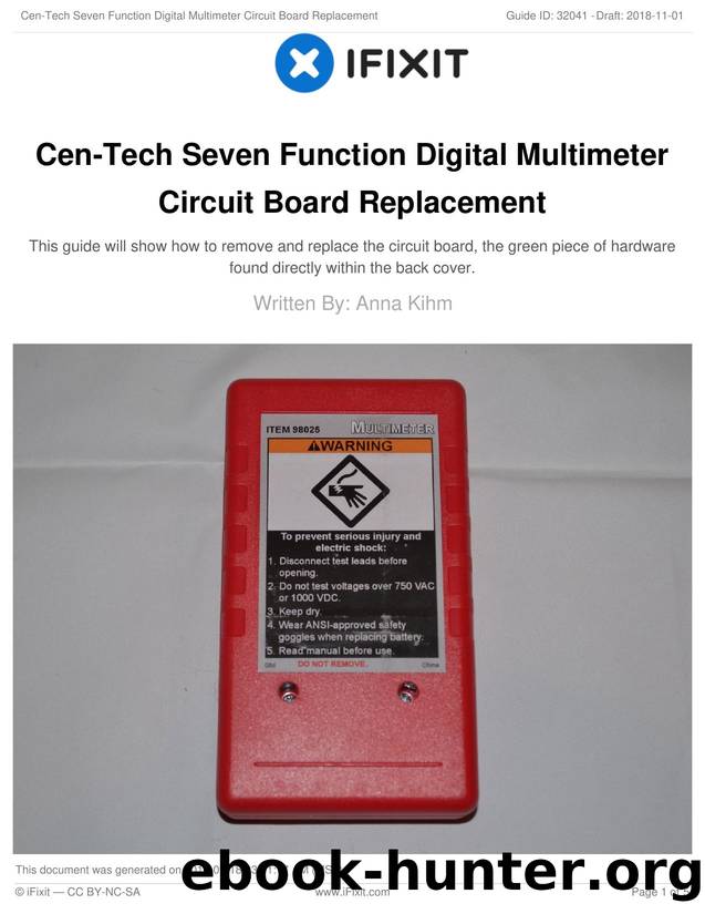 Cen-Tech Seven Function Digital Multimeter Circuit Board Replacement by Unknown