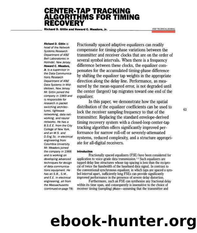 CenterTap Tracking Algorithms for Timing Recovery by Unknown