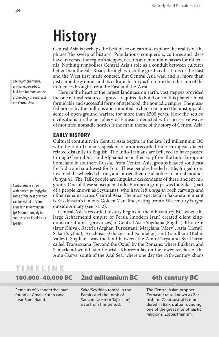 Central Asia - History, People & Food (Chapter) by Lonely Planet
