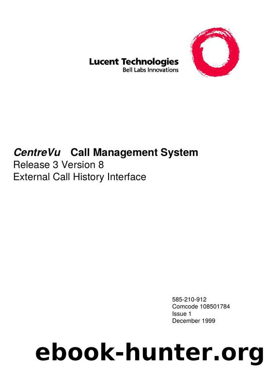 CentreVu CMS R3V8 External Call History Interface by EZ Manuals