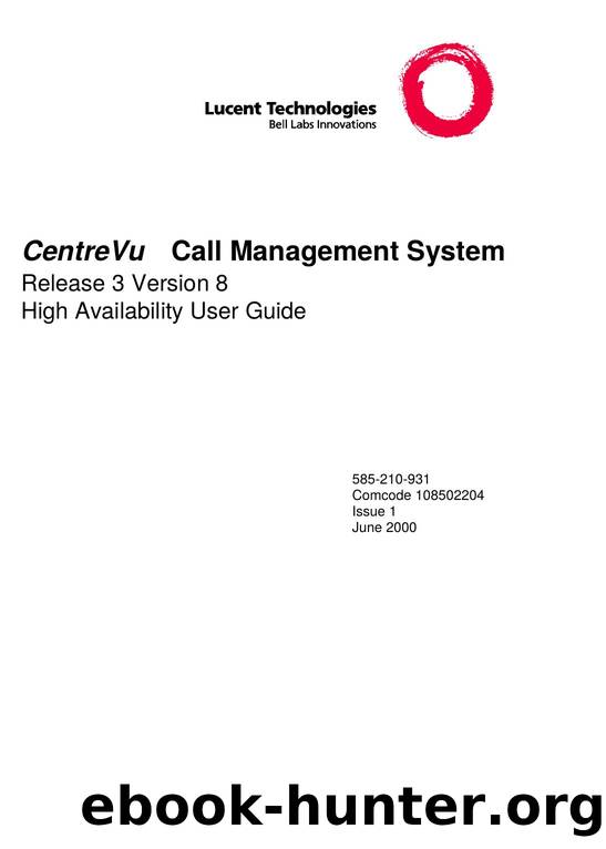 CentreVu CMS R3V8 High Availability User Guide by EZ Manuals