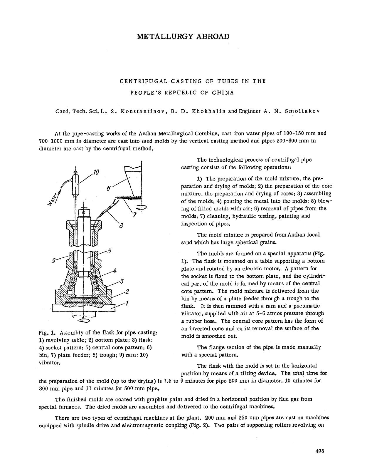 Centrifugal casting of tubes in the People's Republic of China by Unknown