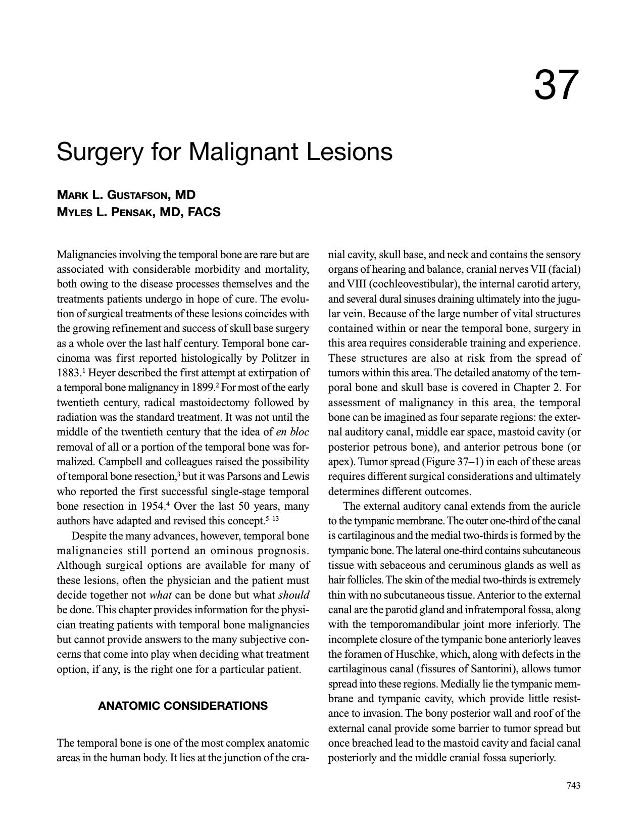 Ch37: Surgery for Malignant Lesions by Unknown