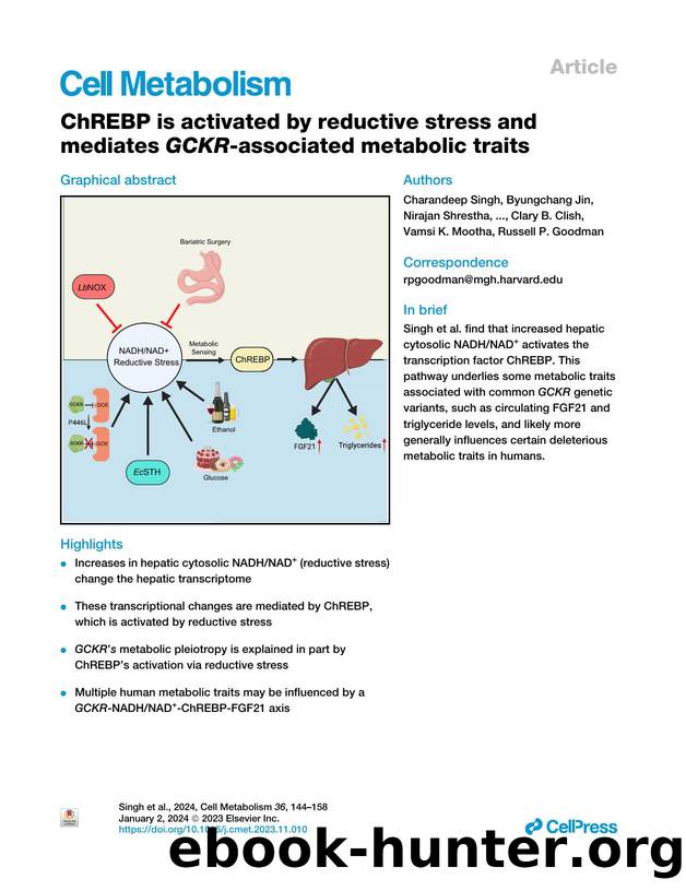 ChREBP is activated by reductive stress and mediates GCKR-associated metabolic traits by unknow
