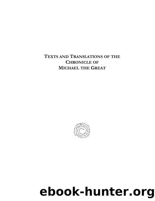 Chabot's Edition of the Syriac Text of the Chronicle of Michael the Great by Jean Baptiste Chabot
