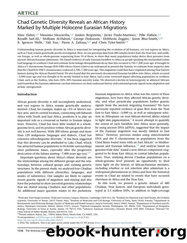 Chad Genetic Diversity Reveals an African History Marked by Multiple Holocene Eurasian Migrations by unknow