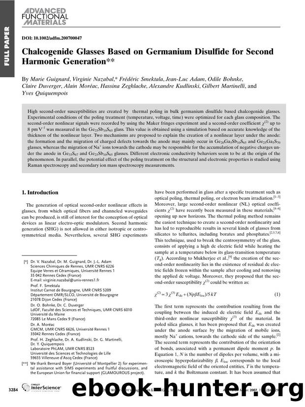 Chalcogenide Glasses Based on Germanium Disulfide for Second Harmonic Generation by Unknown