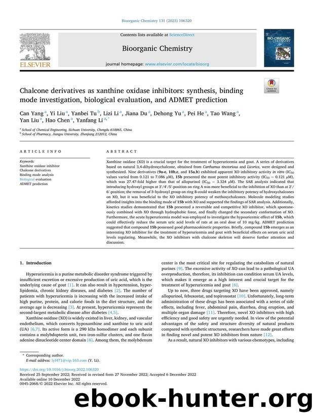 Chalcone derivatives as xanthine oxidase inhibitors: synthesis, binding mode investigation, biological evaluation, and ADMET prediction by unknow