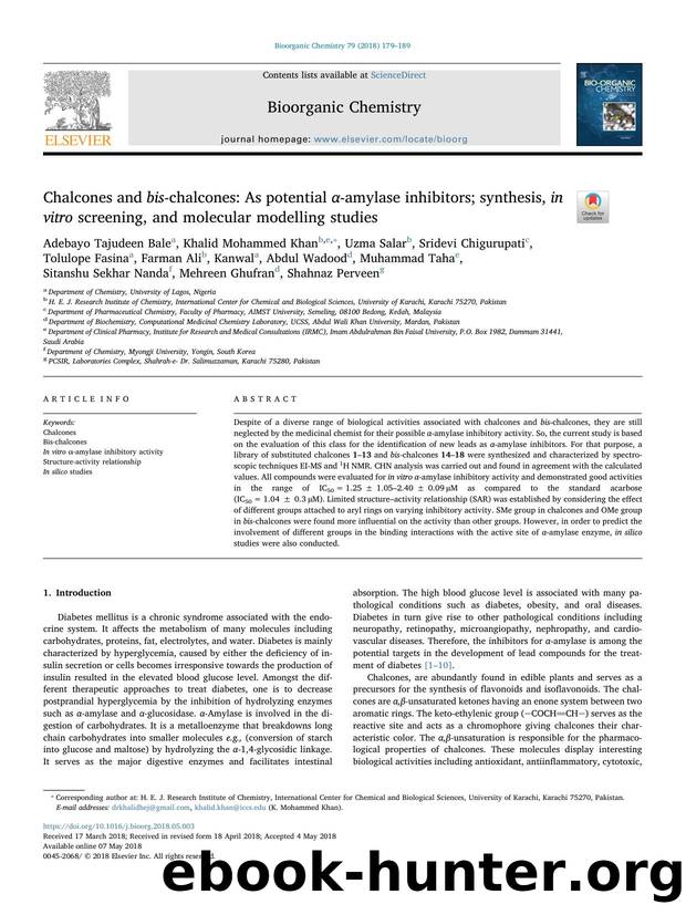 Chalcones and bis-chalcones_ As potential Î±-amylase inhibitors; synthesis, in vitro screening, and molecular modelling studies by unknow