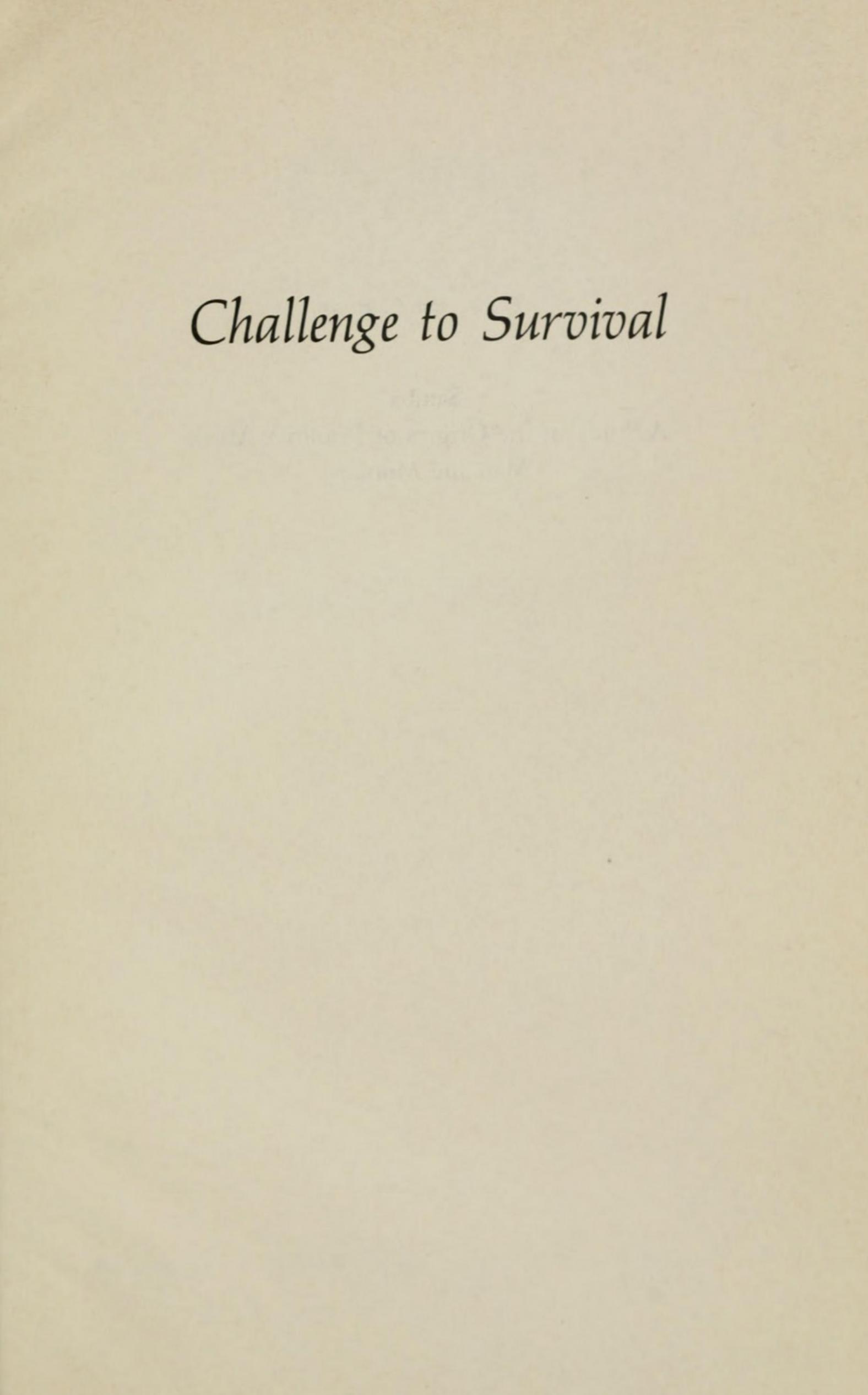 Challenge to survival by Leonard Williams