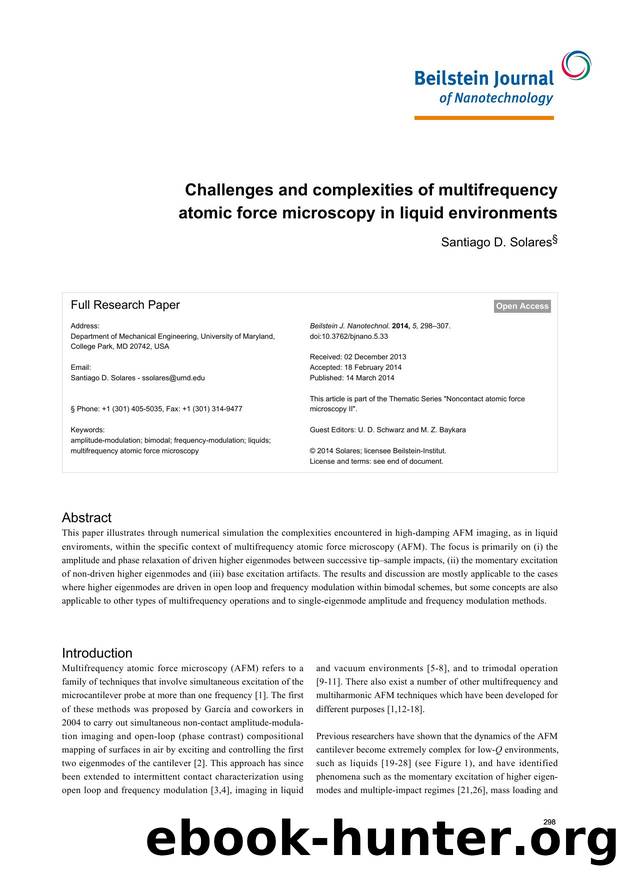 Challenges and complexities of multifrequency atomic force microscopy in liquid environments by Santiago D. Solares