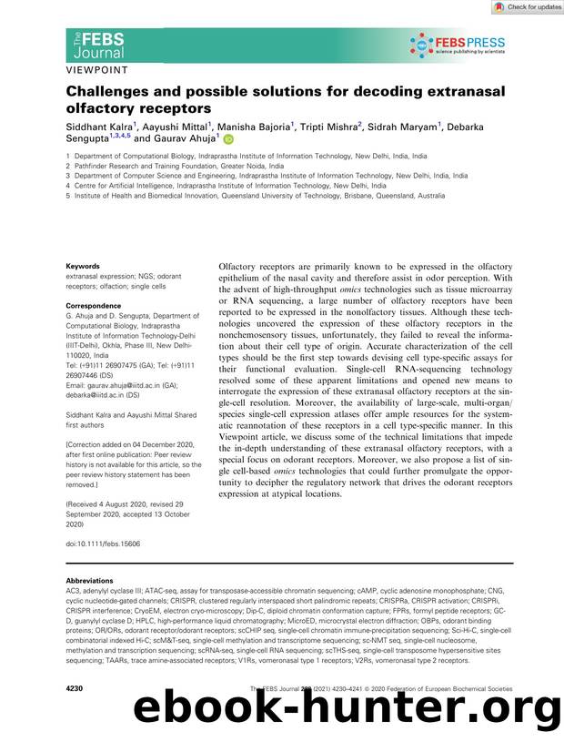 Challenges and possible solutions for decoding extranasal olfactory receptors by Unknown