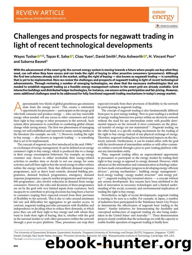 Challenges and prospects for negawatt trading in light of recent technological developments by unknow