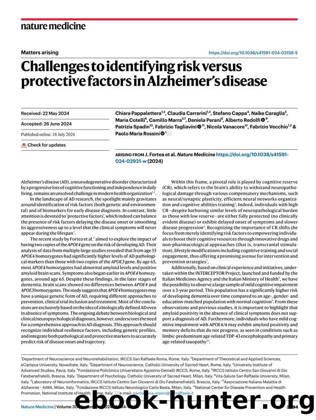 Challenges to identifying risk versus protective factors in Alzheimerâs disease by unknow