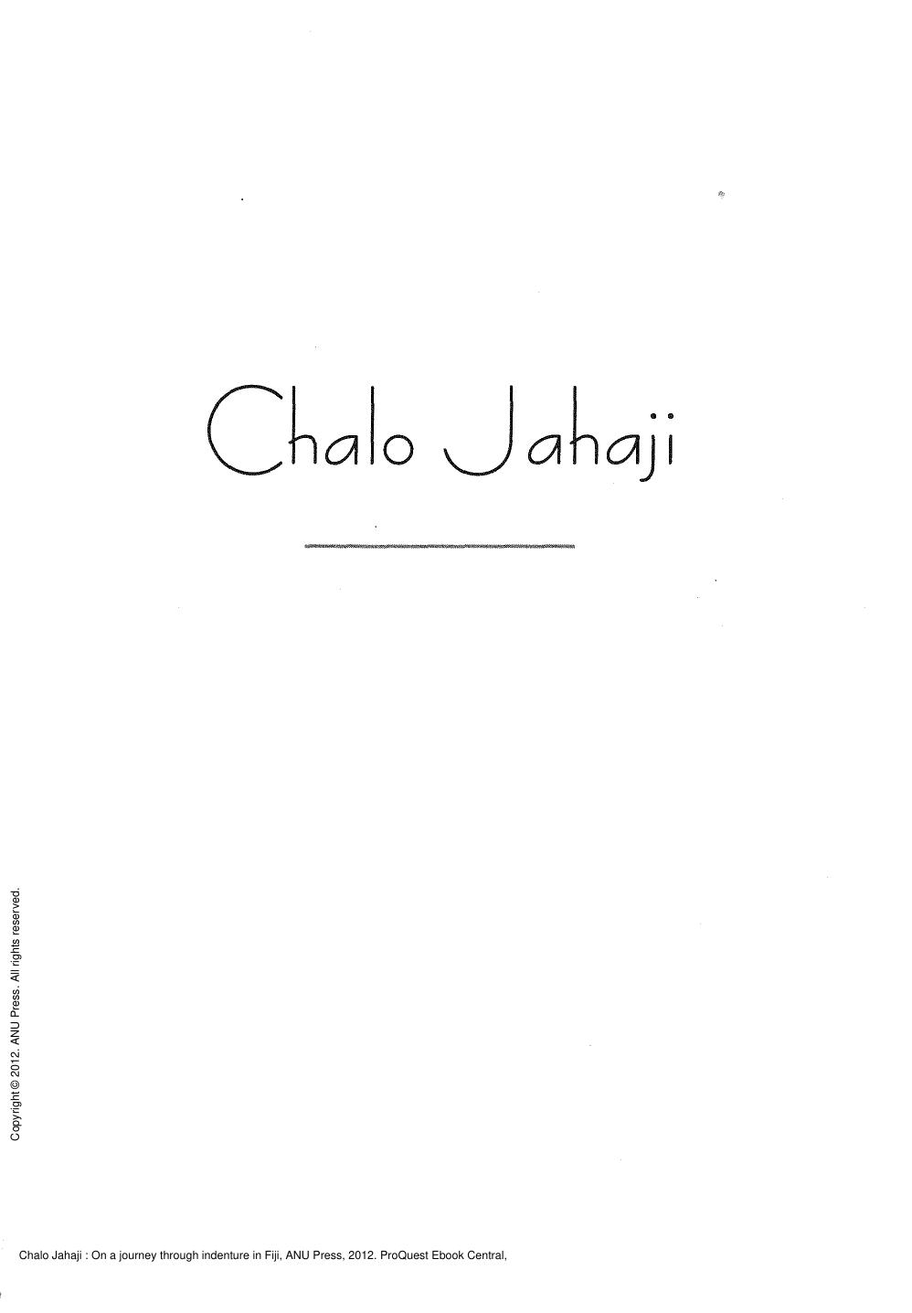 Chalo Jahaji: On a journey through indenture in Fiji by Brij V. Lal