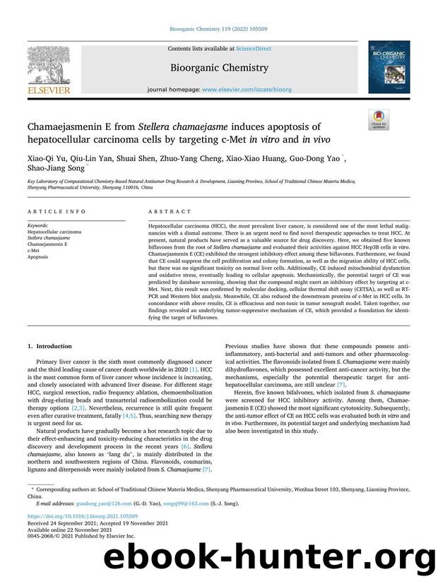 Chamaejasmenin E from Stellera chamaejasme induces apoptosis of hepatocellular carcinoma cells by targeting c-Met in vitro and in vivo by unknow