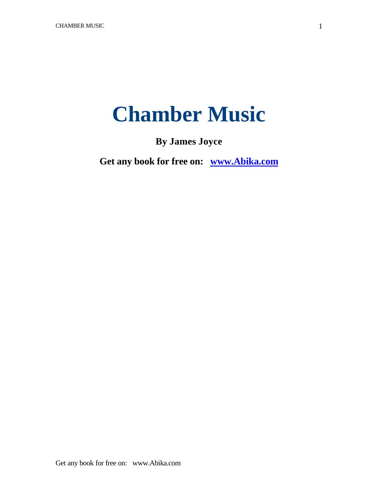 Chamber Music by James Joyce