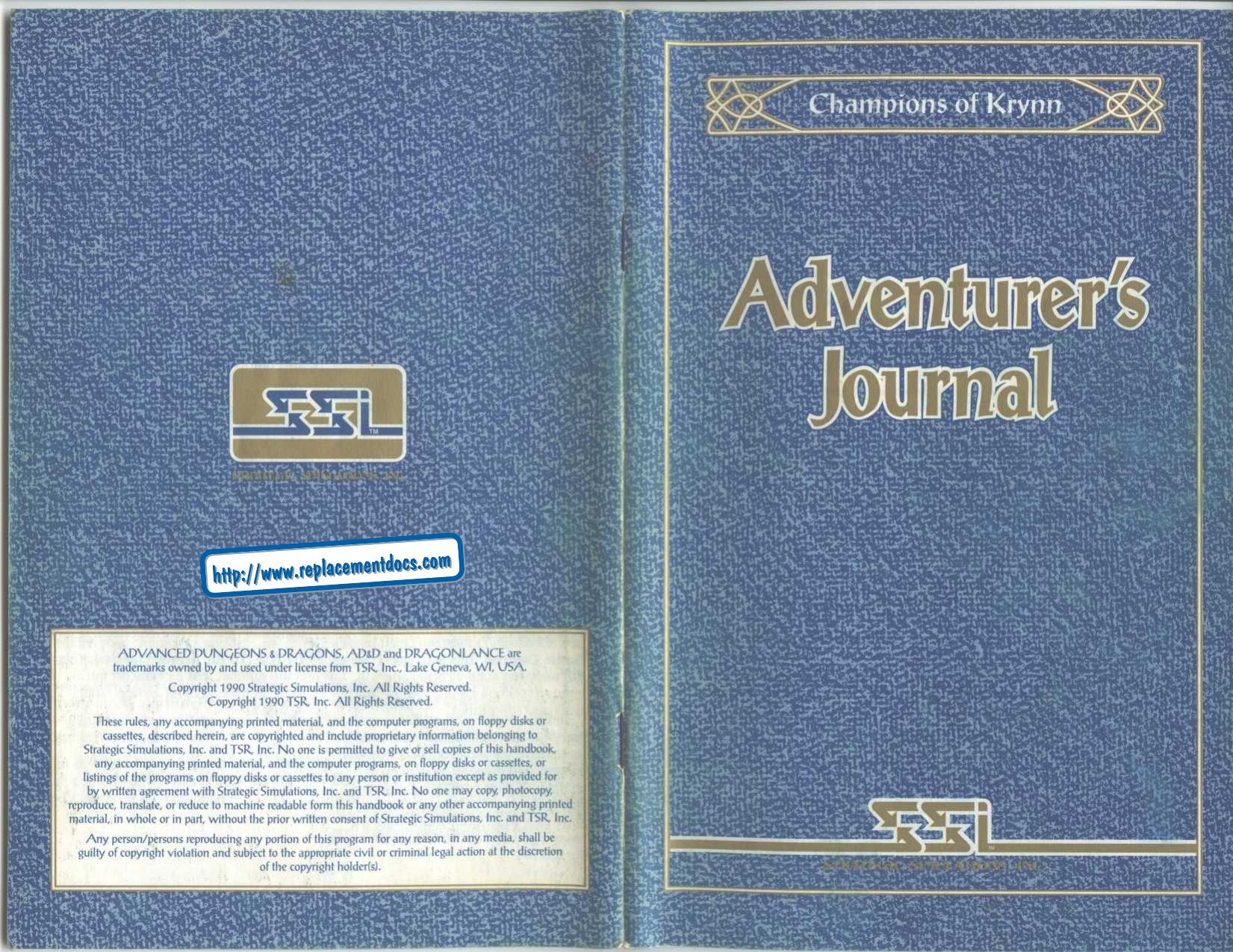 Champions of Krynn - Adventurers Journal by Donated by: Dave8112