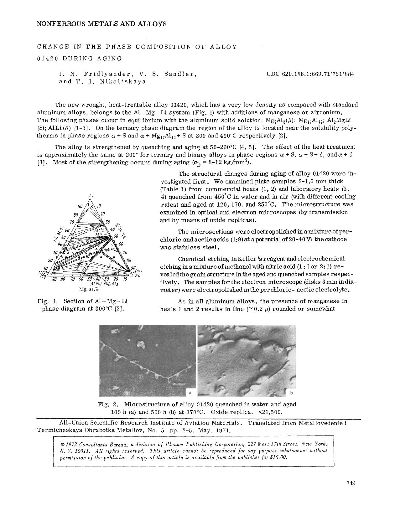 Change in the phase composition of alloy 01420 during aging by Unknown