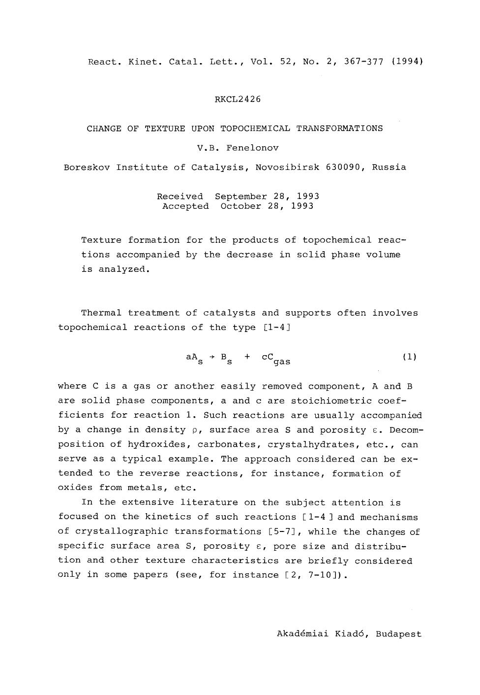 Change of texture upon topochemical transformations by Unknown