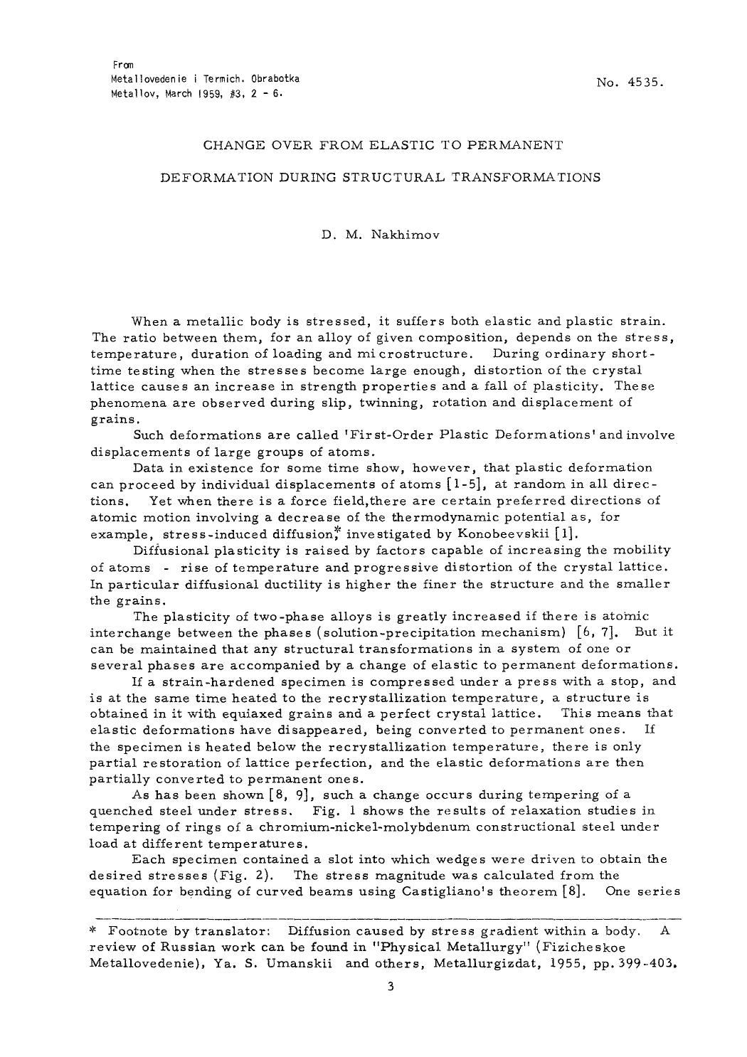 Change over from elastic to permanent deformation during structural transformations by Unknown