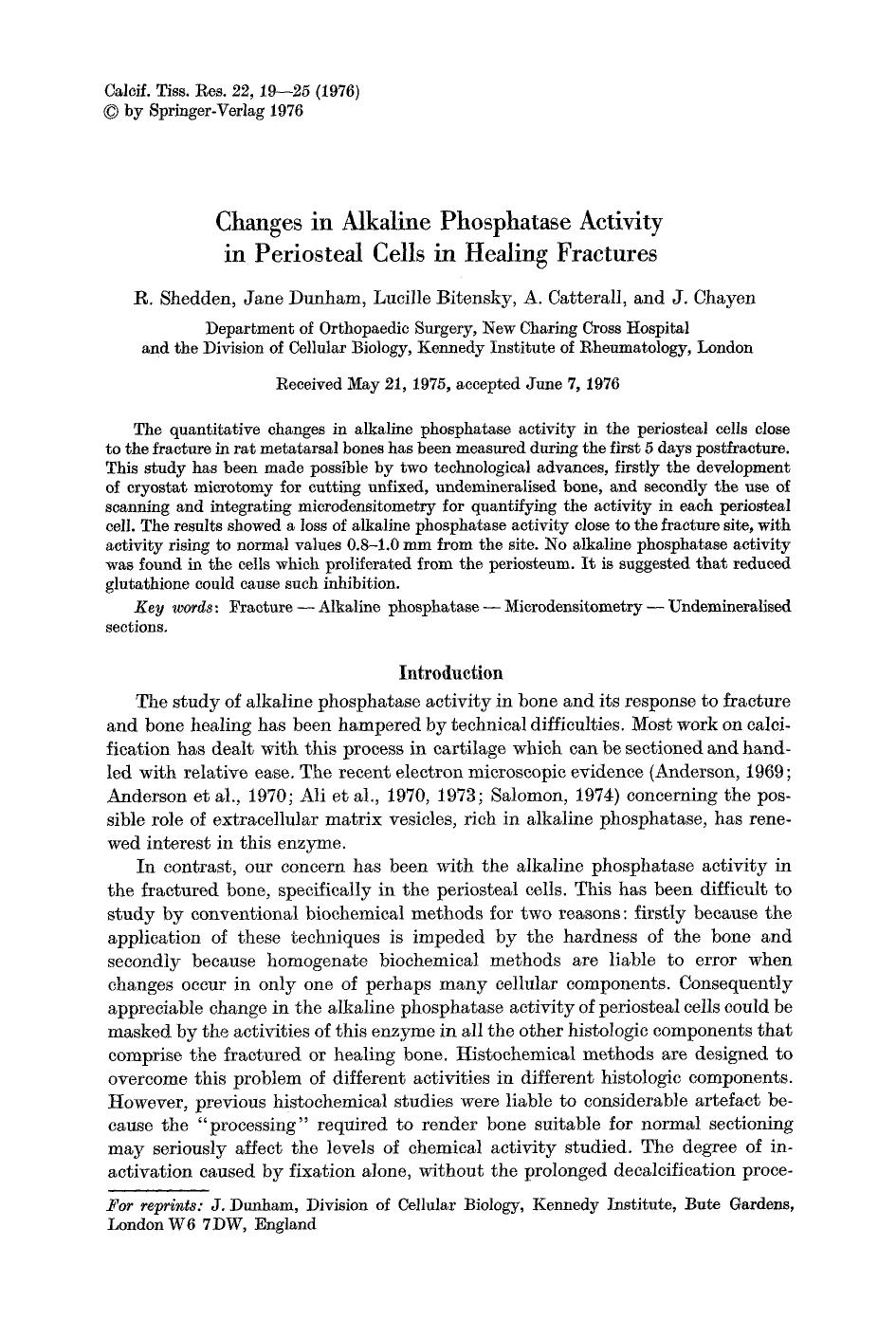 Changes in alkaline phosphatase activity in periosteal cells in healing fractures by Unknown