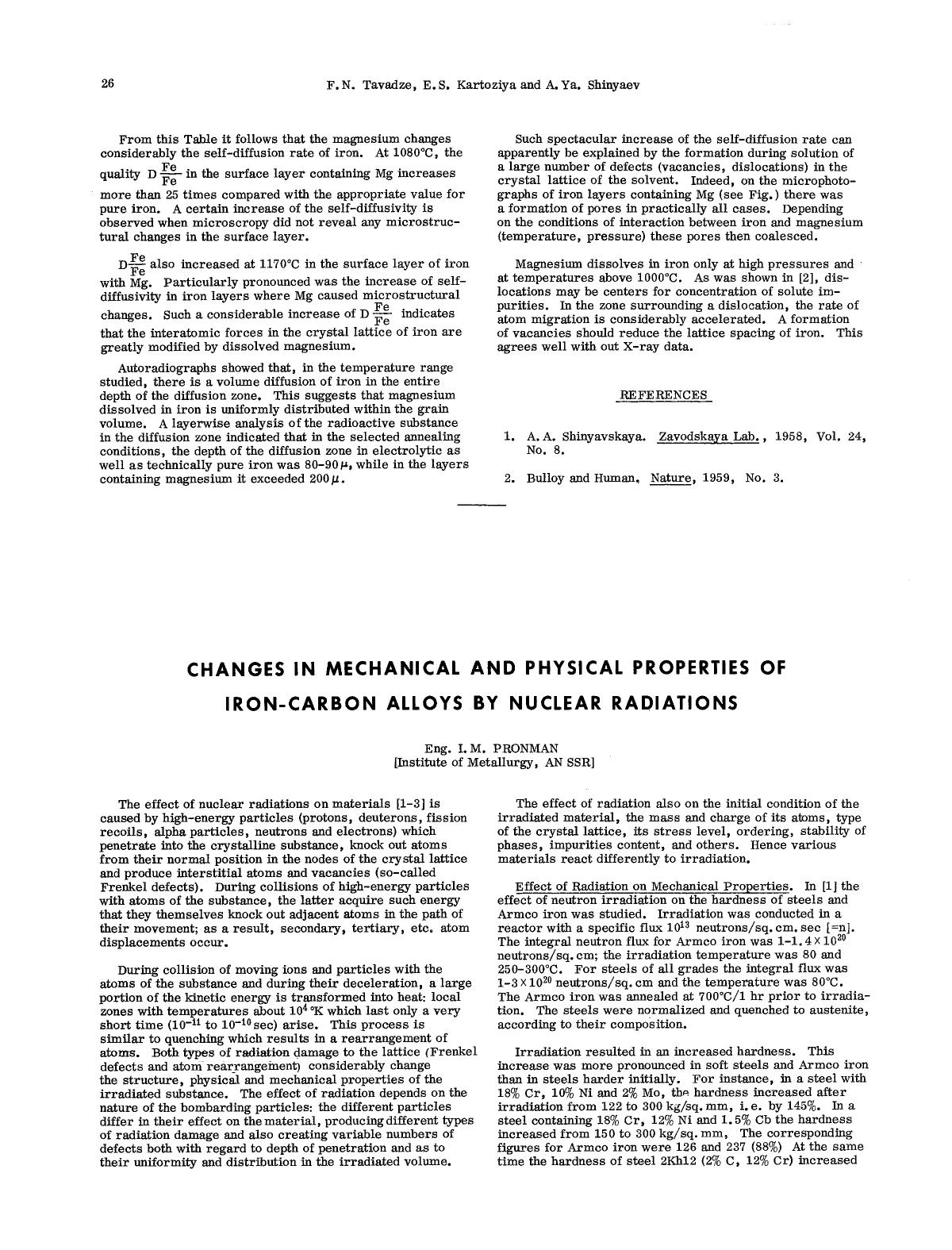 Changes in mechanical and physical properties of iron-carbon alloys by nuclear radiations by Unknown