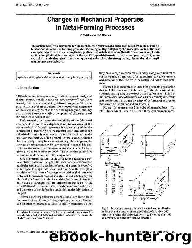 Changes in mechanical properties in metal-forming processes by Unknown