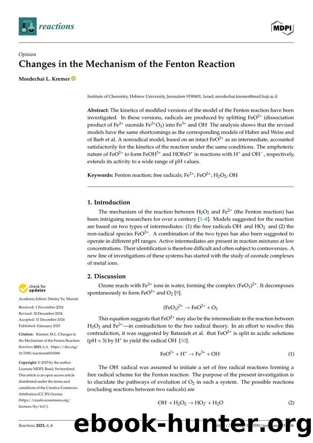 Changes in the Mechanism of the Fenton Reaction by Mordechai L. Kremer