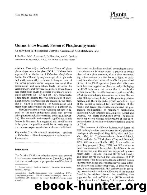 Changes in the isozymic pattern of phosphoenolpyruvate by Unknown