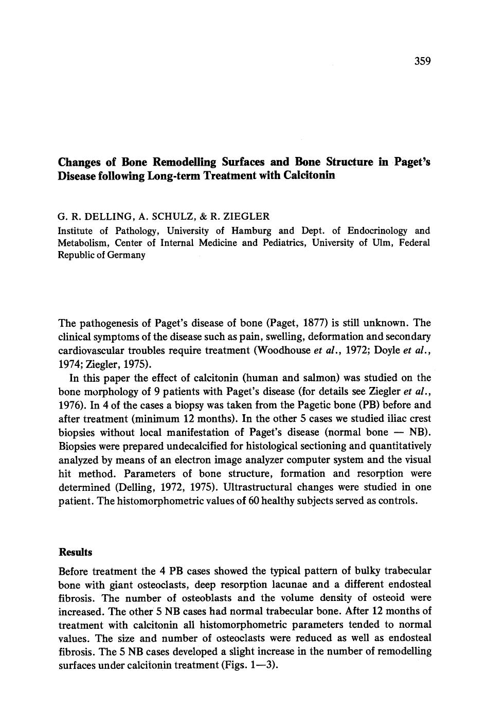 Changes of bone remodelling surfaces and bone structure in Paget's disease following long-term treatment with calcitonin by Unknown