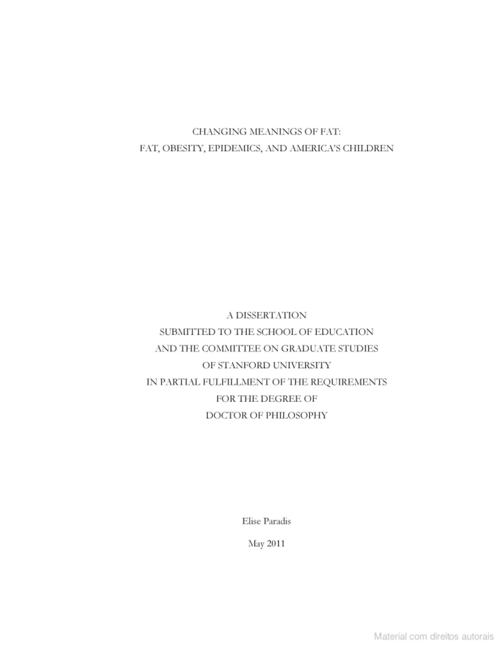 Changing Meanings of Fat: Fat, Obesity, Epidemics, and America's Children by Francisco O. Ramirez Donald Barr John Meyer