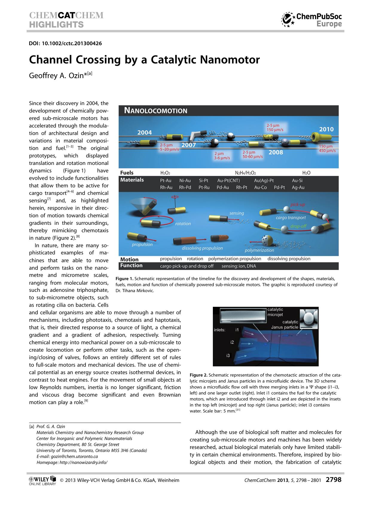 Channel Crossing by a Catalytic Nanomotor by Unknown
